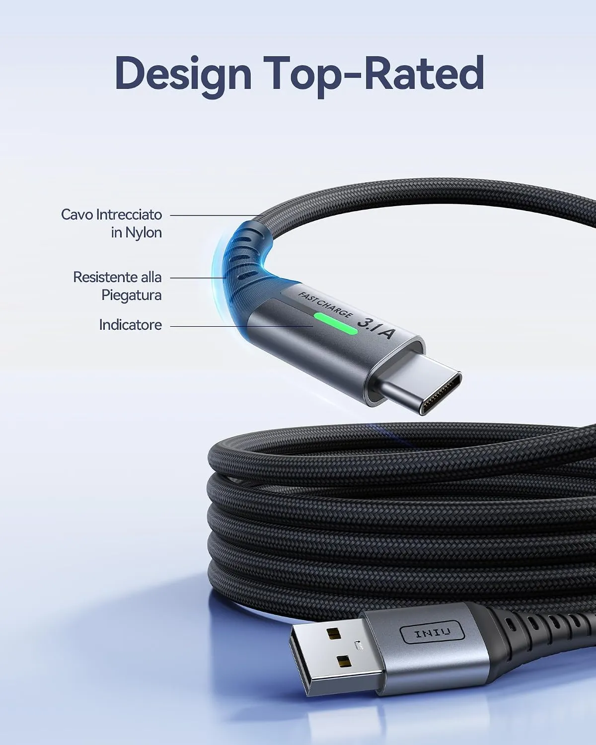 Cable INIU USB A to USB C, foto 2