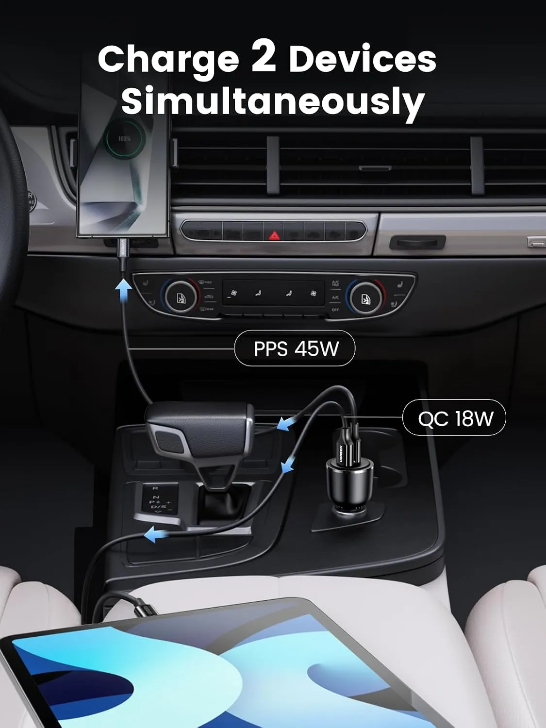 Cargador de carro UGreen 63W - USB C, foto 2