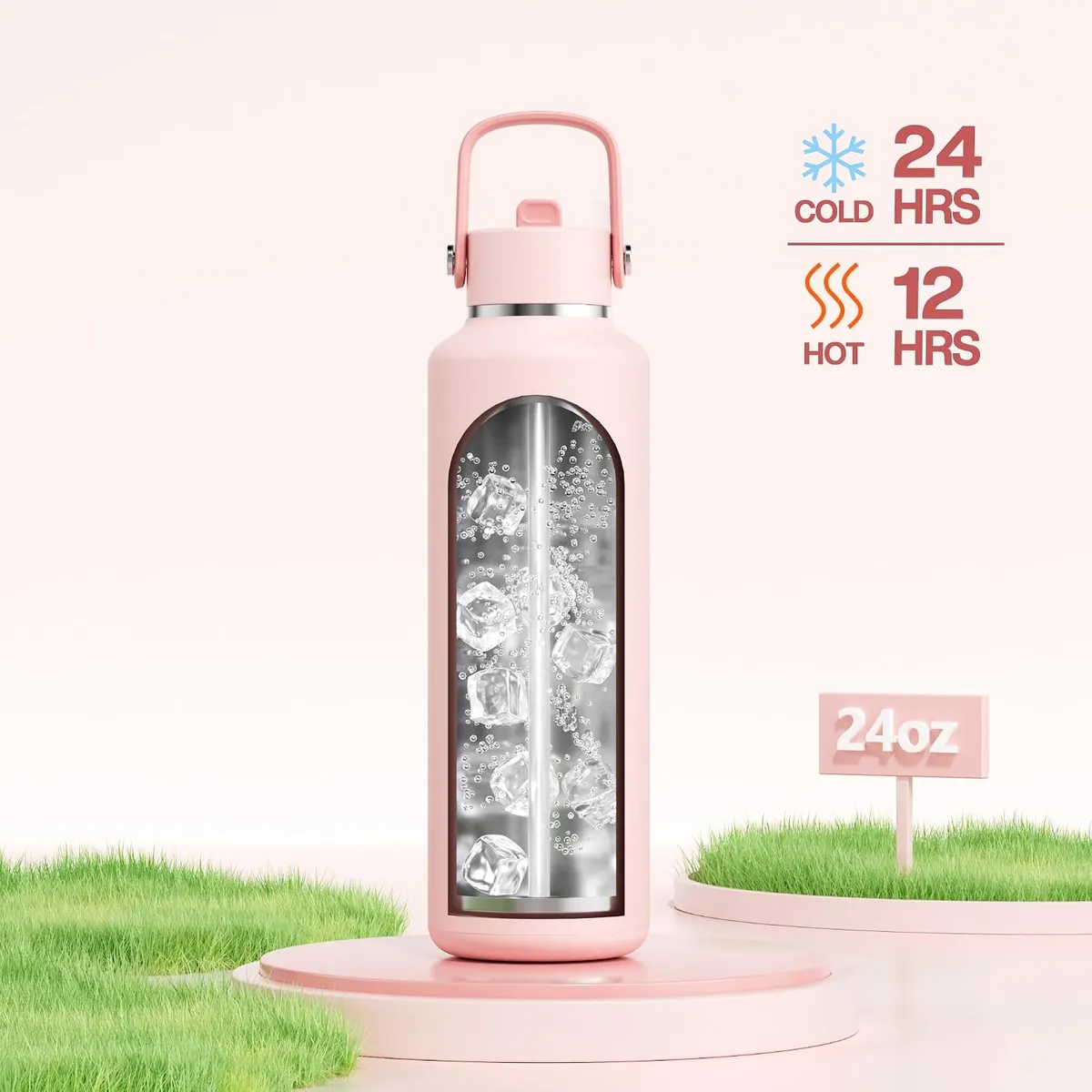 POWCAN Botella de Aluminio 24oz - Rosa Algodón, foto 2